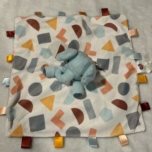 Parents Choice Elephant Lovey Gray Geometric Ribbon Security Tags Baby Blanket